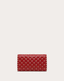 WOMEN'S VALENTINO GARAVANI ROCKSTUD SPIKE NAPPA LEATHER CROSSBODY CLUTCH BAG ROSSO VALENTINO
