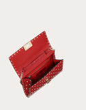 WOMEN'S VALENTINO GARAVANI ROCKSTUD SPIKE NAPPA LEATHER CROSSBODY CLUTCH BAG ROSSO VALENTINO