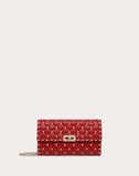 WOMEN'S VALENTINO GARAVANI ROCKSTUD SPIKE NAPPA LEATHER CROSSBODY CLUTCH BAG ROSSO VALENTINO