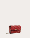 WOMEN'S VALENTINO GARAVANI ROCKSTUD SPIKE NAPPA LEATHER CROSSBODY CLUTCH BAG ROSSO VALENTINO
