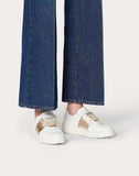 WOMEN'S VALENTINO GARAVANI OPEN SNEAKER WITH METALLIC STRIPE GOLD