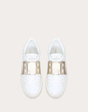 WOMEN'S VALENTINO GARAVANI OPEN SNEAKER WITH METALLIC STRIPE GOLD