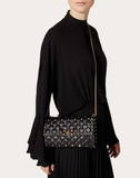 WOMEN'S VALENTINO GARAVANI ROCKSTUD SPIKE NAPPA LEATHER CROSSBODY CLUTCH BAG BLACK