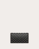 WOMEN'S VALENTINO GARAVANI ROCKSTUD SPIKE NAPPA LEATHER CROSSBODY CLUTCH BAG BLACK