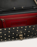 WOMEN'S VALENTINO GARAVANI ROCKSTUD SPIKE NAPPA LEATHER CROSSBODY CLUTCH BAG BLACK