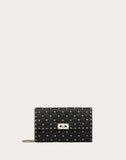 WOMEN'S VALENTINO GARAVANI ROCKSTUD SPIKE NAPPA LEATHER CROSSBODY CLUTCH BAG BLACK