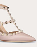 WOMEN'S VALENTINO GARAVANI ROCKSTUD ANKLE STRAP PUMP 100 MM POUDRE