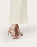 WOMEN'S VALENTINO GARAVANI ROCKSTUD ANKLE STRAP PUMP 100 MM POUDRE