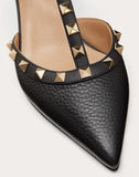 WOMEN'S VALENTINO GARAVANI ROCKSTUD GRAINY CALFSKIN ANKLE STRAP PUMP 65 MM BLACK