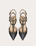 WOMEN'S VALENTINO GARAVANI ROCKSTUD GRAINY CALFSKIN ANKLE STRAP PUMP 65 MM BLACK