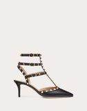 WOMEN'S VALENTINO GARAVANI ROCKSTUD GRAINY CALFSKIN ANKLE STRAP PUMP 65 MM BLACK