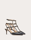 WOMEN'S VALENTINO GARAVANI ROCKSTUD GRAINY CALFSKIN ANKLE STRAP PUMP 65 MM BLACK