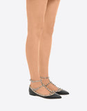 WOMEN'S VALENTINO GARAVANI CAGE ROCKSTUD BALLET FLAT BLACK