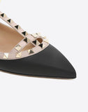 WOMEN'S VALENTINO GARAVANI CAGE ROCKSTUD BALLET FLAT BLACK