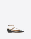 WOMEN'S VALENTINO GARAVANI CAGE ROCKSTUD BALLET FLAT BLACK