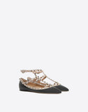 WOMEN'S VALENTINO GARAVANI CAGE ROCKSTUD BALLET FLAT BLACK