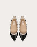 WOMEN'S VALENTINO GARAVANI PATENT ROCKSTUD BALLET FLAT BLACK