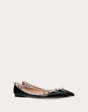 WOMEN'S VALENTINO GARAVANI PATENT ROCKSTUD BALLET FLAT BLACK