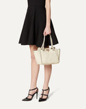 WOMEN'S VALENTINO GARAVANI SMALL GRAIN CALFSKIN LEATHER ROCKSTUD BAG LIGHT IVORY