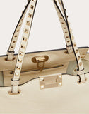 WOMEN'S VALENTINO GARAVANI SMALL GRAIN CALFSKIN LEATHER ROCKSTUD BAG LIGHT IVORY