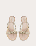 WOMEN'S VALENTINO GARAVANI ROCKSTUD GLITTERED RUBBER FLIP FLOP GOLD