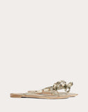 WOMEN'S VALENTINO GARAVANI ROCKSTUD GLITTERED RUBBER FLIP FLOP GOLD