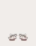 WOMEN'S VALENTINO GARAVANI ROCKSTUD GLITTERED RUBBER FLIP FLOP SILVER