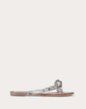WOMEN'S VALENTINO GARAVANI ROCKSTUD GLITTERED RUBBER FLIP FLOP SILVER