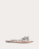 WOMEN'S VALENTINO GARAVANI ROCKSTUD GLITTERED RUBBER FLIP FLOP SILVER