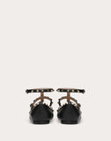 WOMEN'S VALENTINO GARAVANI ROCKSTUD GRAINY CALFSKIN ANKLE STRAP BALLET FLAT BLACK
