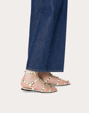 WOMEN'S VALENTINO GARAVANI ROCKSTUD CALFSKIN ANKLE STRAP FLAT SANDAL LIGHT IVORY