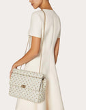 WOMEN'S VALENTINO GARAVANI LARGE ROCKSTUD SPIKE NAPPA LEATHER BAG LIGHT IVORY