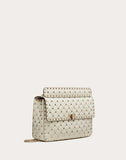 WOMEN'S VALENTINO GARAVANI LARGE ROCKSTUD SPIKE NAPPA LEATHER BAG LIGHT IVORY