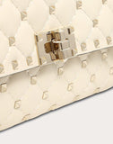 WOMEN'S VALENTINO GARAVANI ROCKSTUD SPIKE NAPPA LEATHER CROSSBODY CLUTCH BAG LIGHT IVORY