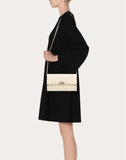 WOMEN'S VALENTINO GARAVANI ROCKSTUD SPIKE NAPPA LEATHER CROSSBODY CLUTCH BAG LIGHT IVORY