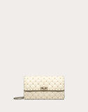 WOMEN'S VALENTINO GARAVANI ROCKSTUD SPIKE NAPPA LEATHER CROSSBODY CLUTCH BAG LIGHT IVORY