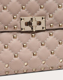 WOMEN'S VALENTINO GARAVANI MEDIUM ROCKSTUD SPIKE NAPPA LEATHER BAG POUDRE