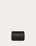 WOMEN'S VALENTINO GARAVANI SMALL CRINKLED LAMBSKIN ROCKSTUD SPIKE BAG BLACK