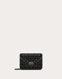 WOMEN'S VALENTINO GARAVANI SMALL CRINKLED LAMBSKIN ROCKSTUD SPIKE BAG BLACK