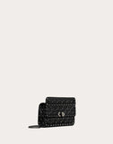 WOMEN'S VALENTINO GARAVANI SMALL CRINKLED LAMBSKIN ROCKSTUD SPIKE BAG BLACK