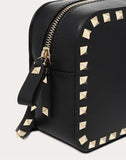 WOMEN'S VALENTINO GARAVANI SMALL ROCKSTUD CALFSKIN CROSSBODY BAG BLACK