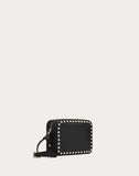 WOMEN'S VALENTINO GARAVANI SMALL ROCKSTUD CALFSKIN CROSSBODY BAG BLACK
