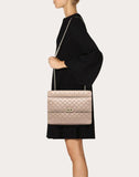 WOMEN'S VALENTINO GARAVANI LARGE ROCKSTUD SPIKE NAPPA LEATHER BAG POUDRE