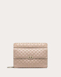WOMEN'S VALENTINO GARAVANI LARGE ROCKSTUD SPIKE NAPPA LEATHER BAG POUDRE