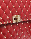 WOMEN'S VALENTINO GARAVANI LARGE ROCKSTUD SPIKE NAPPA LEATHER BAG ROSSO VALENTINO