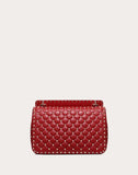 WOMEN'S VALENTINO GARAVANI LARGE ROCKSTUD SPIKE NAPPA LEATHER BAG ROSSO VALENTINO
