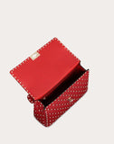 WOMEN'S VALENTINO GARAVANI LARGE ROCKSTUD SPIKE NAPPA LEATHER BAG ROSSO VALENTINO