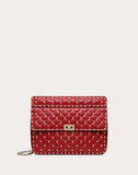 WOMEN'S VALENTINO GARAVANI LARGE ROCKSTUD SPIKE NAPPA LEATHER BAG ROSSO VALENTINO