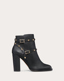 WOMEN'S VALENTINO GARAVANI GRAIN CALFSKIN LEATHER ROCKSTUD BOOTIE 100MM BLACK