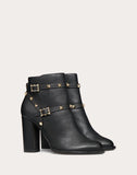 WOMEN'S VALENTINO GARAVANI GRAIN CALFSKIN LEATHER ROCKSTUD BOOTIE 100MM BLACK